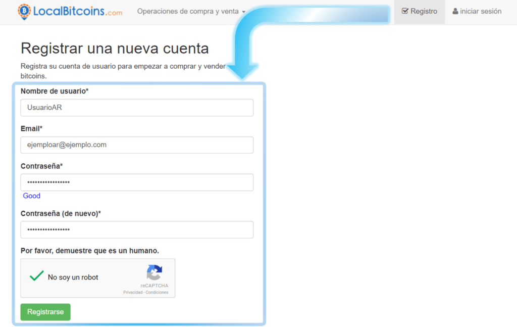 Registro LocalBitcoins Argentina