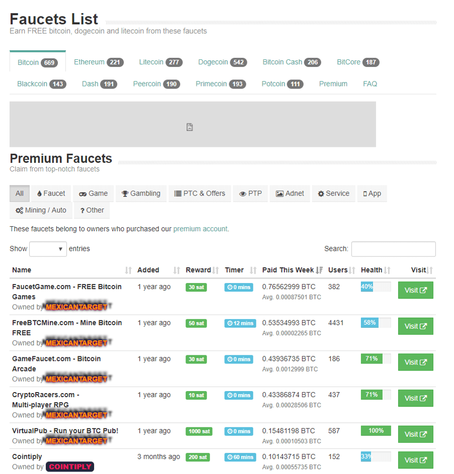 faucethub cryptocurrency faucet list